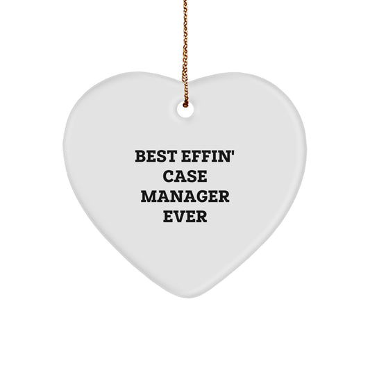 Funny Case Manager Gifts from Friends for Case Manager - 'Best Effin' Ever' Heart Ornament - Image 1