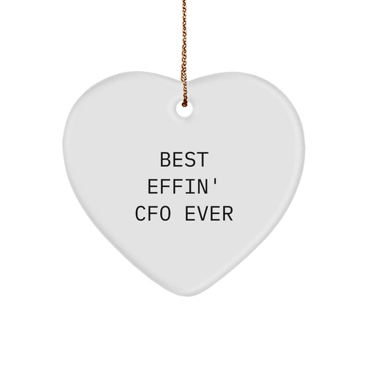 Funny CFO Gifts, Best Effin' Cfo Ever Heart Ornament, White, Christmas Unique Gifts from Friends or Family - Image 1