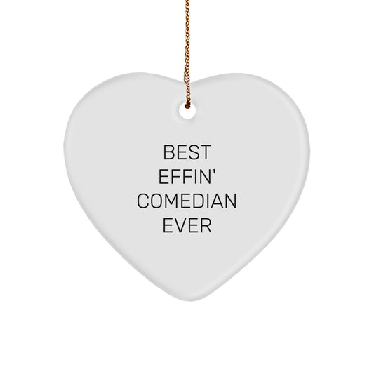 Funny Gifts from Men to Best Effin' Comedian Ever, Heart Ornament Comedian Christmas Unique Gifts - Image 1