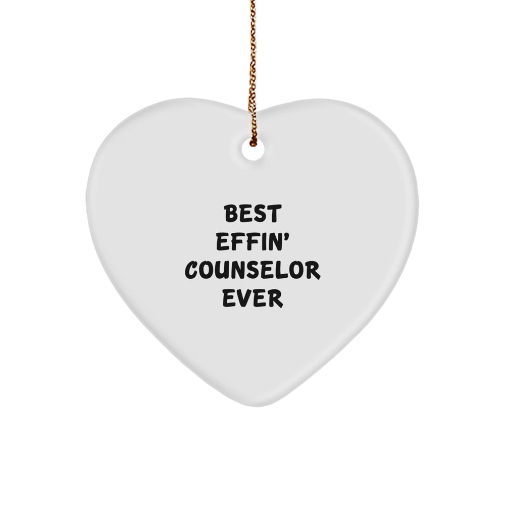 Funny Counselor Gifts from Friends for the Best Effin' Counselor Ever, Heart Ornament, Christmas Unique Presents - Image 1