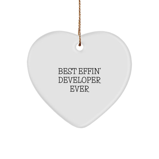 Funny Developer Heart Ornament, Gifts from Friends and Family, Best Effin' Developer Ever, Christmas Unique Gift - Image 1