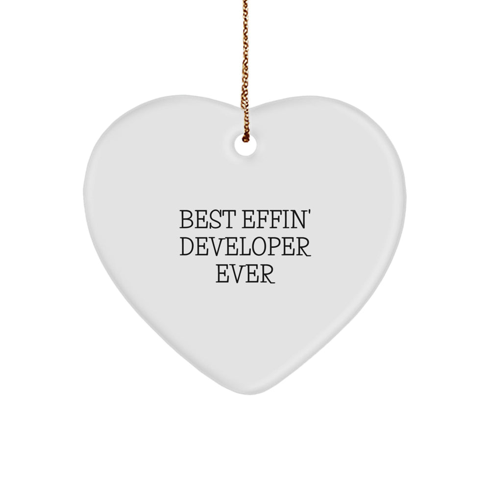 Funny Developer Heart Ornament, Gifts from Friends and Family, Best Effin' Developer Ever, Christmas Unique Gift - Image 1