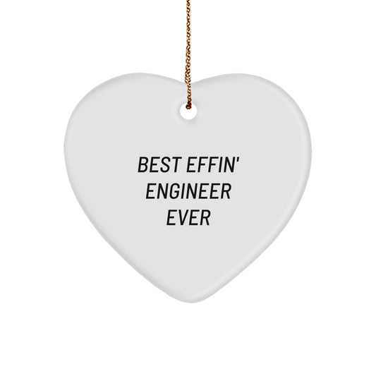 Funny Engineer Gifts from Friends, Best Effin' Engineer Ever Heart Ornament for Engineer Men, Unique Christmas Unique Gifts - Image 1