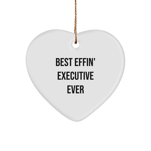 Funny Executive Gifts for Men from Friends - Best Effin' Executive Ever Heart Ornament Christmas Unique Gifts - Image 1