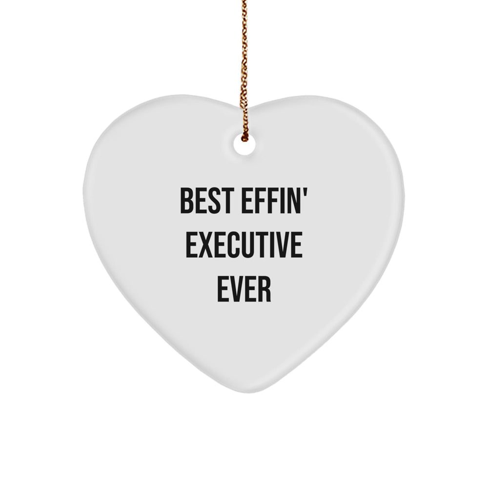 Funny Executive Gifts for Men from Friends - Best Effin' Executive Ever Heart Ornament Christmas Unique Gifts - Image 1