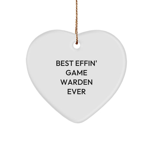Funny Game Warden Gifts from Family - Best Effin' Ever Heart Ornament for Christmas - Image 1