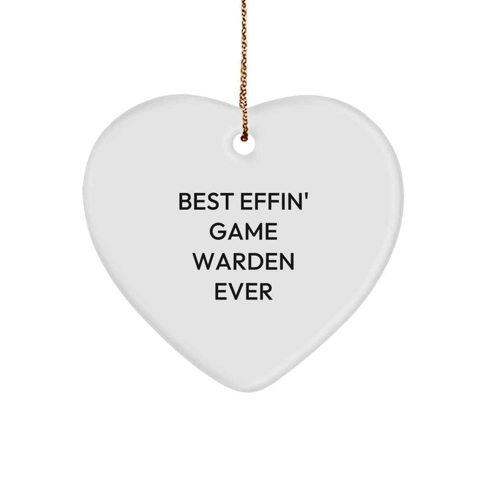 Funny Game Warden Gifts from Family - Best Effin' Ever Heart Ornament for Christmas - Image 1