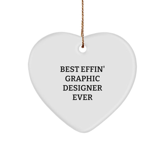 Funny Graphic Designer Heart Ornament Gifts for Him, Unique Christmas Unique Gift Ideas for Graphic Designers, Heart-Shaped MDF with High-Gloss Finish, Gifts from Friends, Coworkers, Family - Image 1