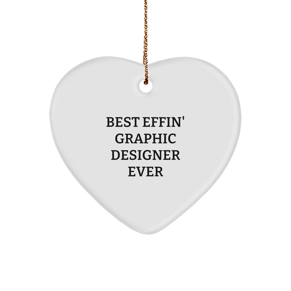 Funny Graphic Designer Heart Ornament Gifts for Him, Unique Christmas Unique Gift Ideas for Graphic Designers, Heart-Shaped MDF with High-Gloss Finish, Gifts from Friends, Coworkers, Family - Image 1