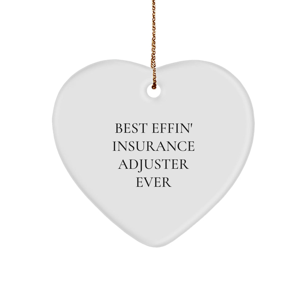 Funny Insurance Adjuster Gifts for Men, Best Effin' Insurance Adjuster Ever Heart Ornament, Christmas Unique Gifts from Friends, Family, or Coworkers - Image 1