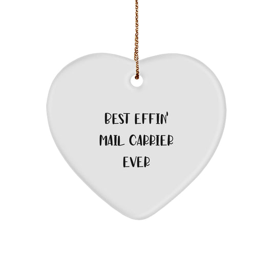 Funny Mail Carrier Gifts from Friends and Family, Best Effin' Heart Ornament for Christmas - Image 1