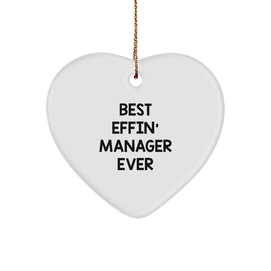 Funny Gifts from Friends for the Best Effin' Manager Ever Heart Ornament, Unique Christmas Unique Gifts for Manager - Image 1