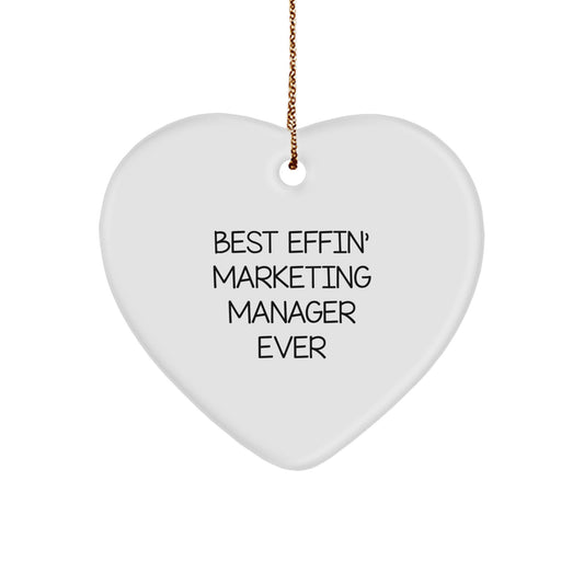 Funny Marketing Manager Gifts, Heart Ornaments, 'Best Effin' Marketing Manager Ever', from Family, Friends, Coworkers, for Marketing Manager, Christmas Unique Gifts - Image 1