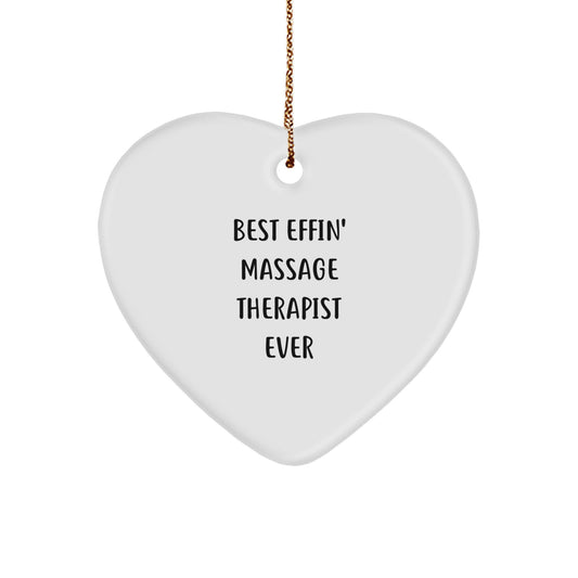 Funny Massage Therapist Gifts from Friends for Best Effin' Massage Therapist Ever Heart Ornament Christmas Unique - Image 1