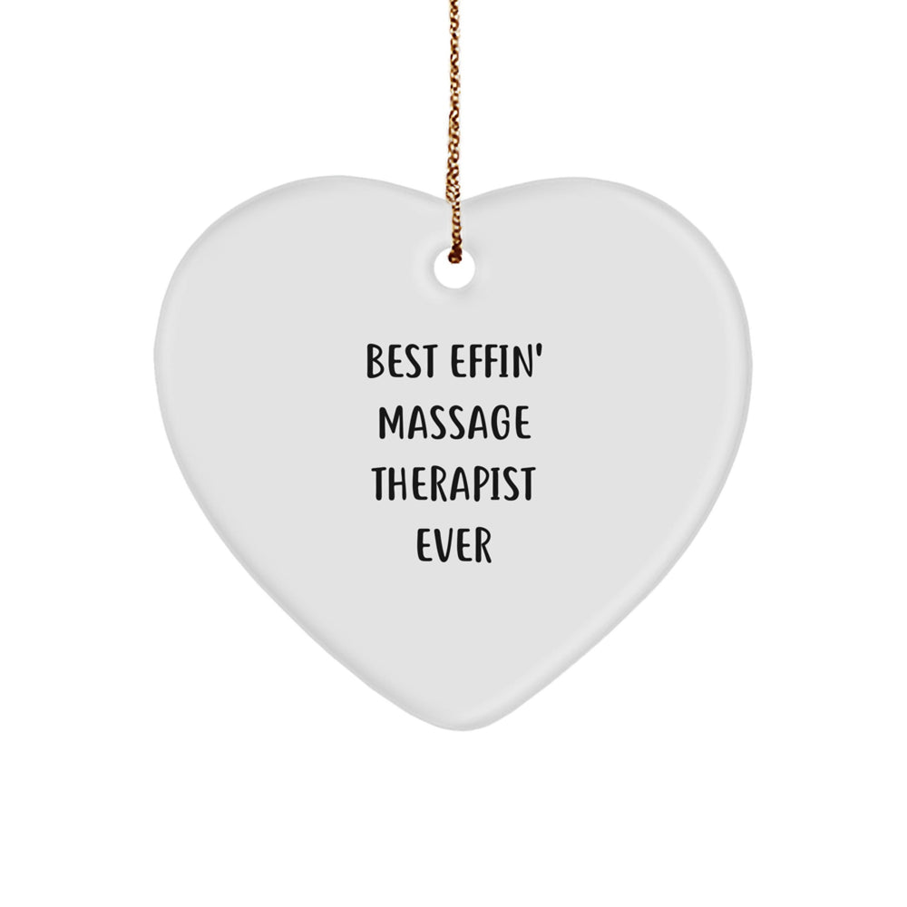 Funny Massage Therapist Gifts from Friends for Best Effin' Massage Therapist Ever Heart Ornament Christmas Unique - Image 1