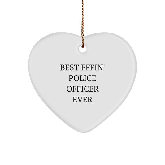 Funny Christmas Unique Gifts for Police Officer Friends from Men, Heart Ornament, Best Effin' Police Officer Ever - Image 1