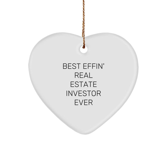 Funny Real Estate Investor Gifts from Men to Best Effin' Real Estate Investor Ever, Heart Ornament for Christmas Unique Gifts - Image 1