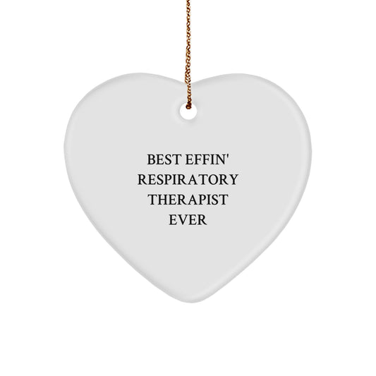 Funny Respiratory Therapist Gifts from Men, Heart Ornament Best Effin', Christmas Unique - Image 1