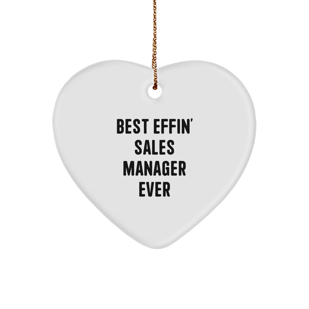 Funny Sales Manager Gifts for Men, Heart Ornament with 'Best Effin' Sales Manager Ever' Quote, Christmas Unique Presents from Friends or Family - Image 1
