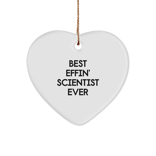 Funny Scientist Gifts from Men - Best Effin' Scientist Ever Heart Ornament, Perfect for Christmas Unique Gifts - Image 1