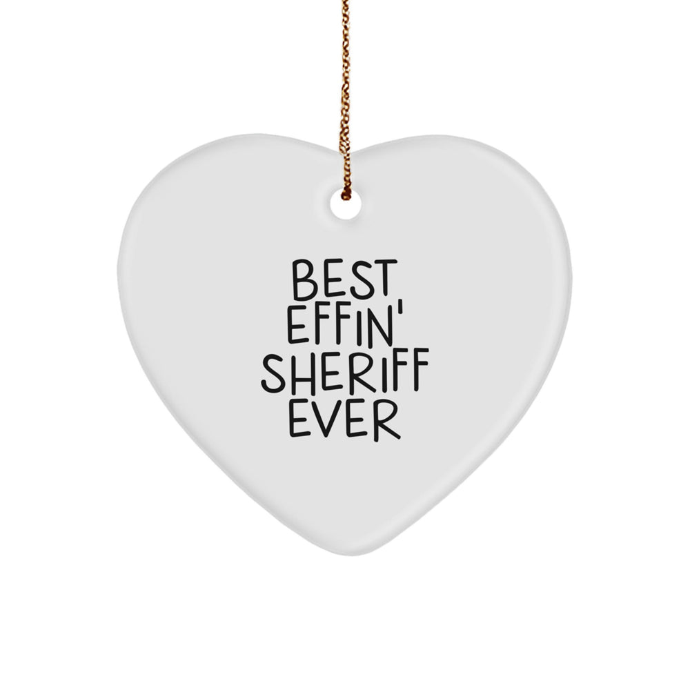 Funny Sheriff Gifts for Men, Best Effin' Sheriff Ever Heart Ornament, Heart Shaped Sheriff Christmas Unique Gifts from Men to Sheriff - Image 1