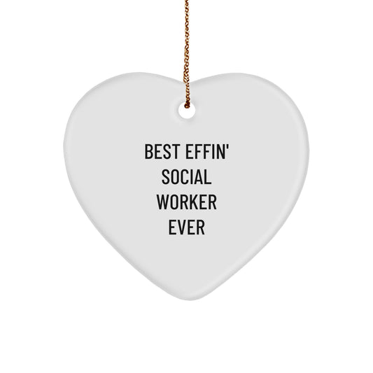 Funny Social Worker Gifts from Family for Christmas Unique Ornament Best Effin' Social Worker Ever - Image 1