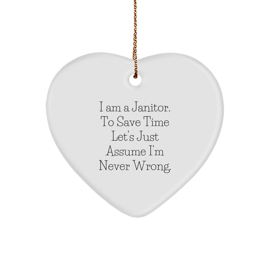 Funny Janitor Gifts for Him - Heart Ornament from Friends, Perfect Christmas Unique Gifts for Men, Women, Coworkers, Family - I Am A Janitor - Image 1