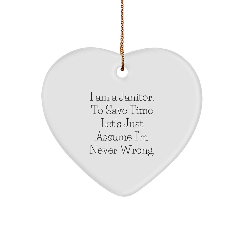 Funny Janitor Gifts for Him - Heart Ornament from Friends, Perfect Christmas Unique Gifts for Men, Women, Coworkers, Family - I Am A Janitor - Image 1