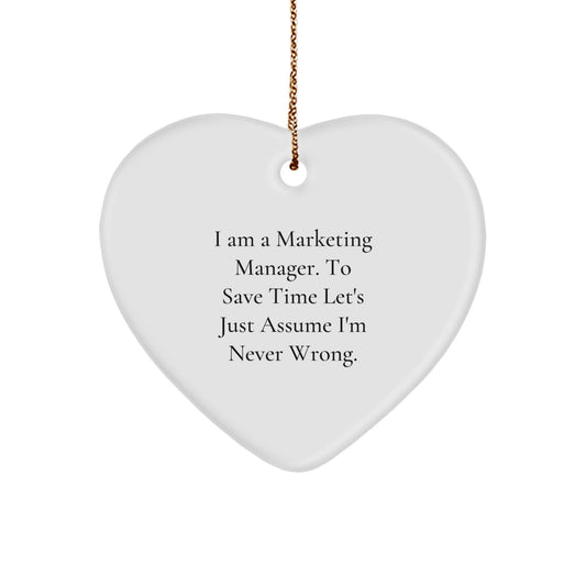Marketing Manager Gifts, Funny Quote Heart Ornament, Gifts from Friends for Marketing Manager Coworkers Christmas Unique Gifts - Image 1