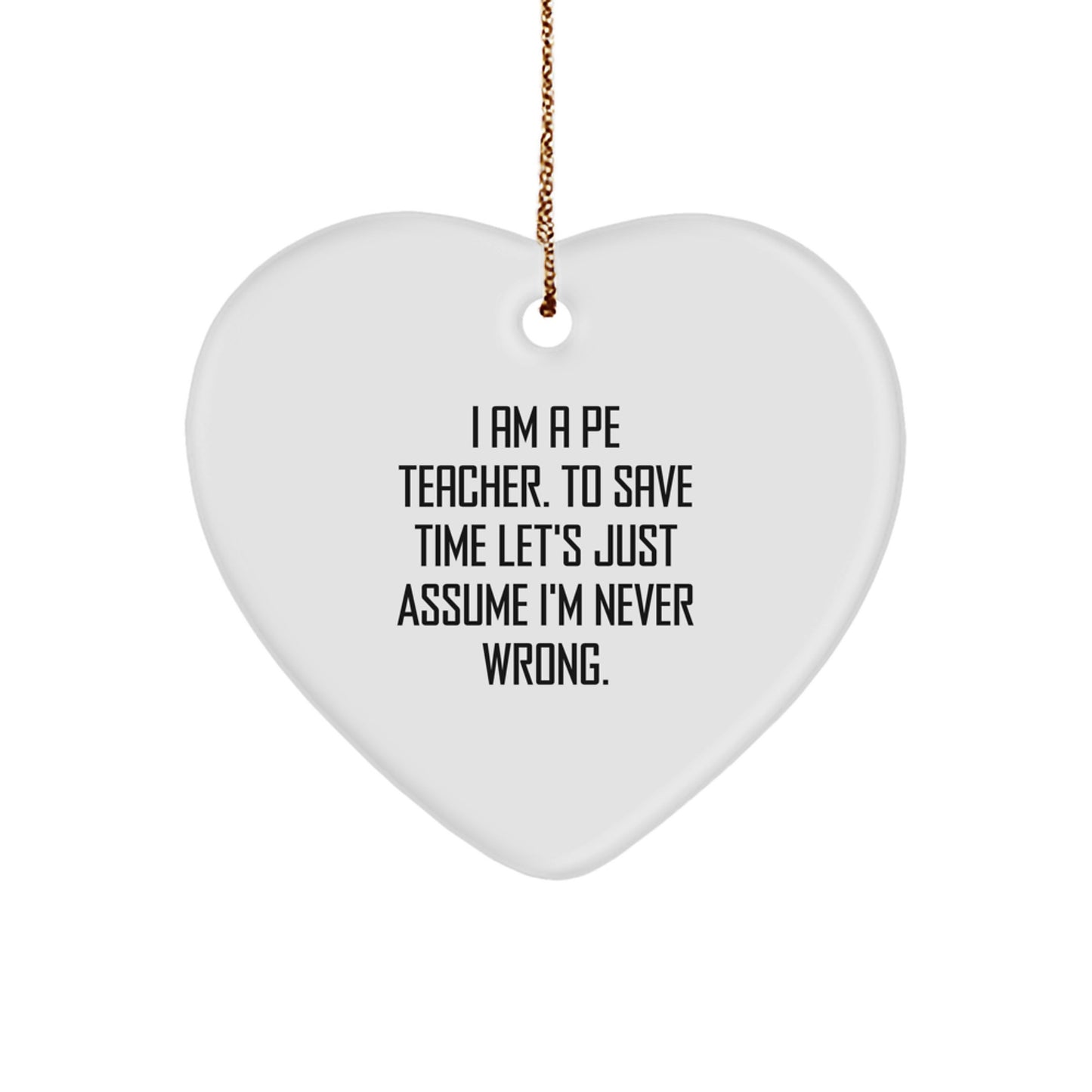 Funny PE Teacher Christmas Heart Ornament Gifts from Friends, for PE Teacher, Unique Christmas Decorations, Inspirational Quote Gifts for Men, Women Coworkers, Perfect Christmas Unique Gift Ideas - Image 1