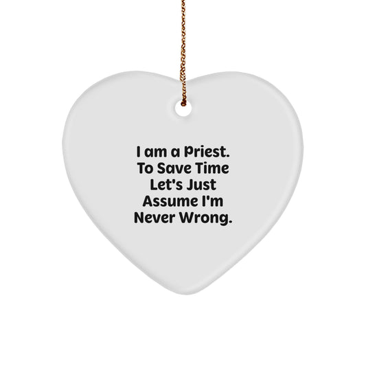 Funny Priest Heart Ornament Gifts from Men to Friends, Gifts for Priest, Unique Christmas Unique Gifts for Home - Image 1