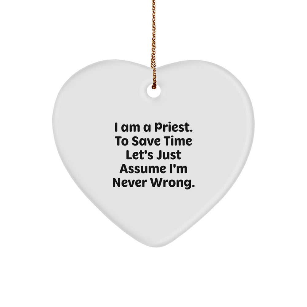 Funny Priest Heart Ornament Gifts from Men to Friends, Gifts for Priest, Unique Christmas Unique Gifts for Home - Image 1