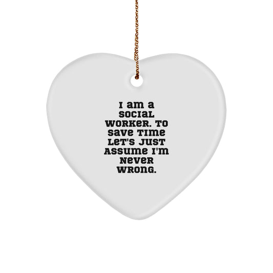 Social Worker Heart Ornament Funny Quote Gifts from Family Friends for Christmas - Image 1