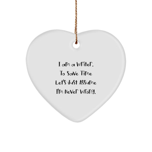 Funny Writer Heart Ornament Gifts from Friends, Perfect for Christmas Unique Gifts for Writers - Image 1