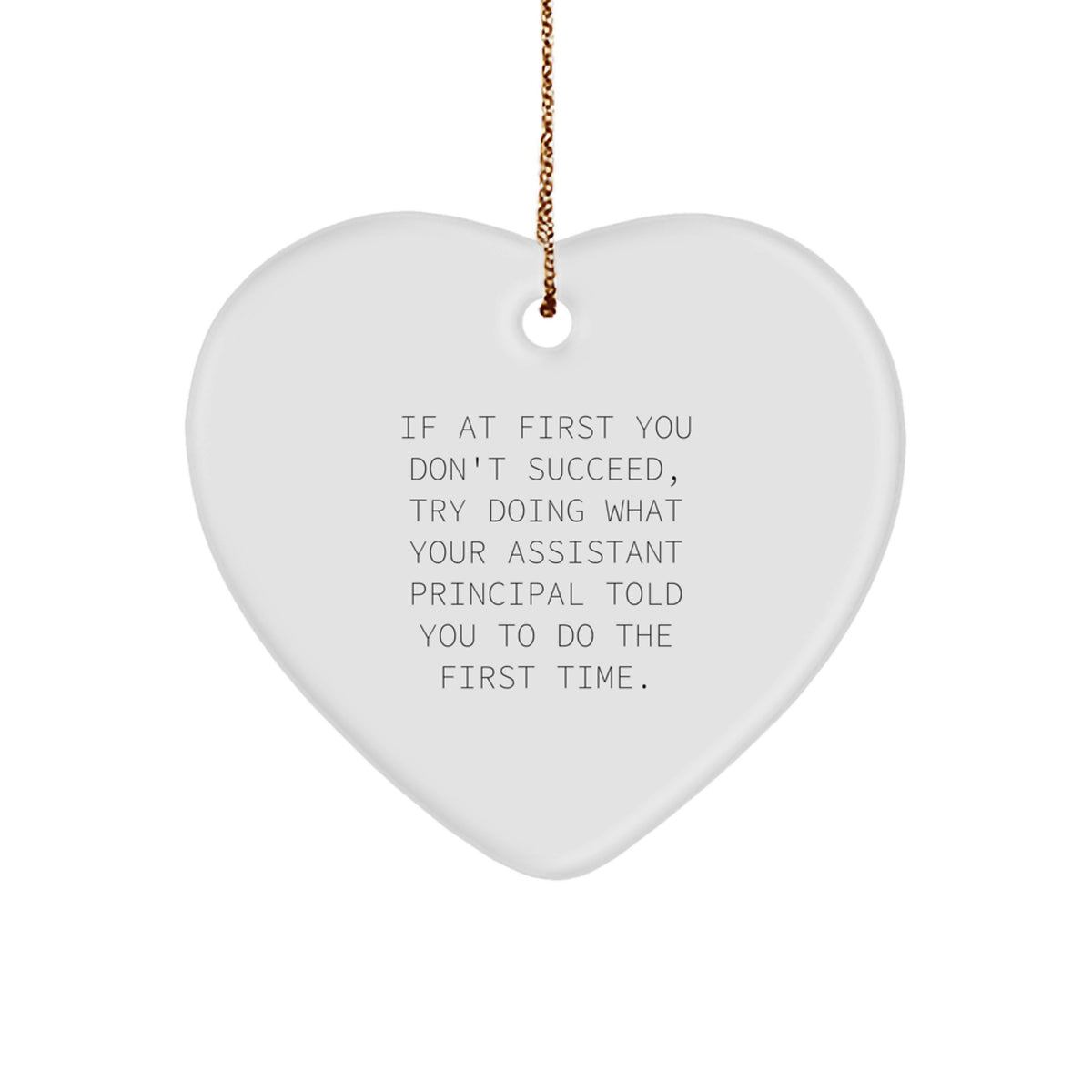 Funny Assistant Principal Gifts from Friends, Christmas Unique Heart Ornament for Assistant Principals, Quote: If At First You Don't Succeed - Image 1
