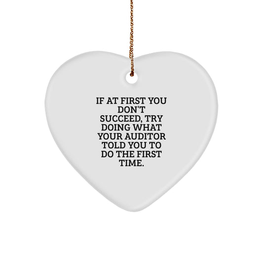 Auditor Gifts from Family, Funny Heart Ornament for Christmas Unique Gifts, Heart Shaped Auditor Present - Image 1