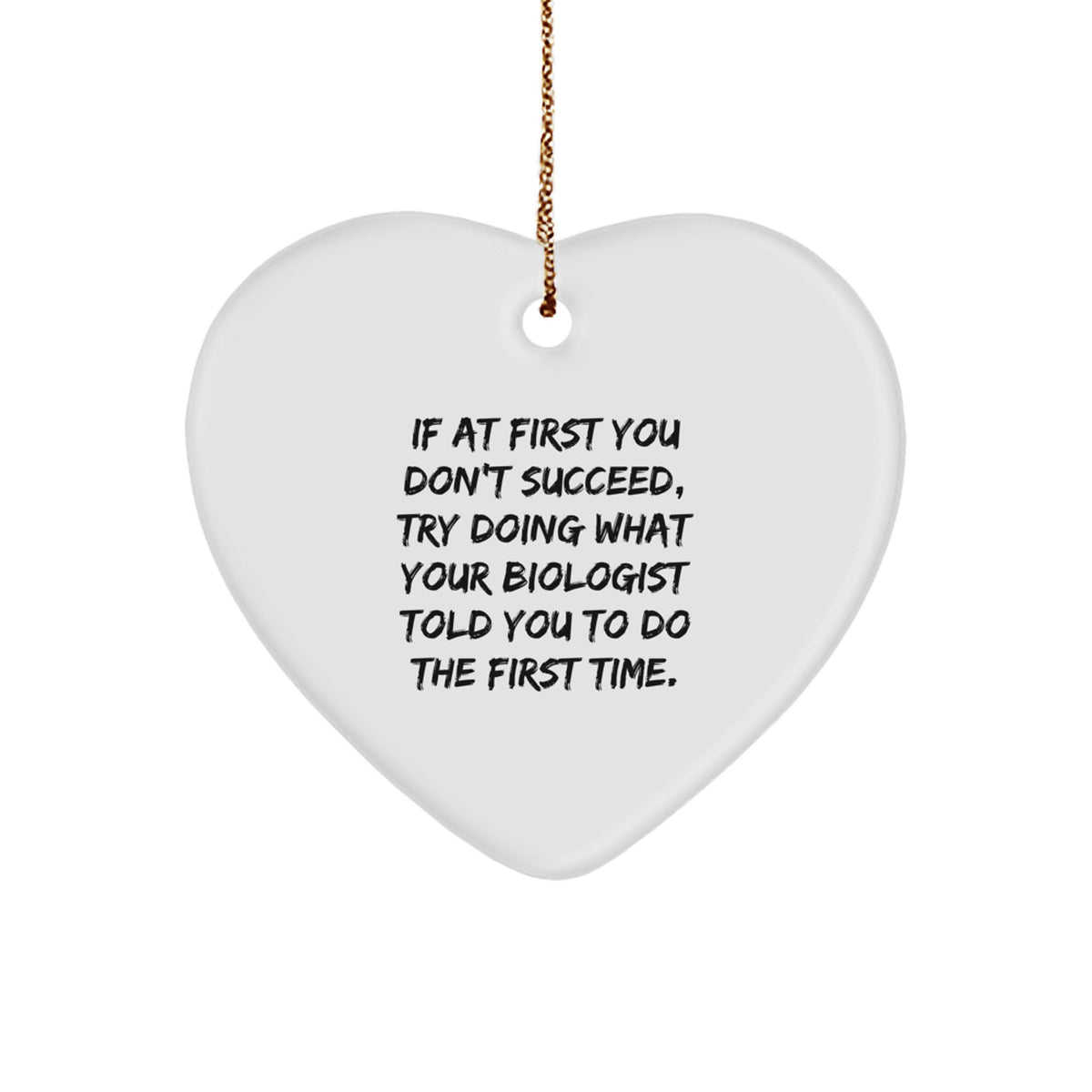 Funny Biologist Heart Ornament Gifts from Family, 'If At First You Don't Succeed, Try Doing What Your Biologist Told You To Do The First Time' for Biologist, Christmas Unique Gifts - Image 1