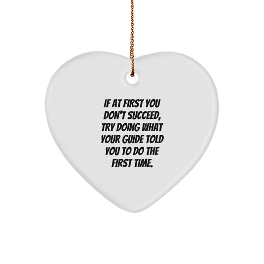 Funny Guide Heart Ornament Gifts from Men for Women Friends Family - Inspirational Quote Heart Shaped Decorations - Image 1