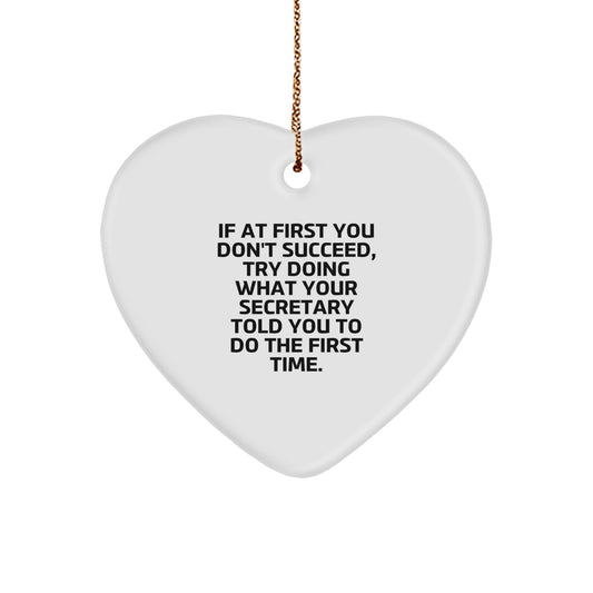 Funny Secretary Gifts, Heart Ornament for Secretary, Gifts from Men to Secretary at Christmas - Image 1