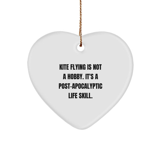 Funny Kite Flying Gifts, Heart Ornament Quote 'Kite Flying Is Not A Hobby', Unique Christmas Decorations for Friends and Family - Image 1