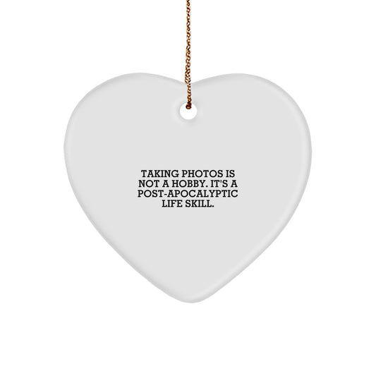 Taking Photos Heart Ornament, Funny Gift for Friends, Christmas Unique Gifts from Men to Family - Image 1