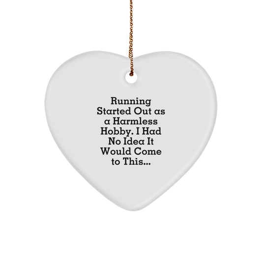 Funny Running Gifts for Men - Heart Ornament with Inspirational Quote, Perfect Christmas Unique Gifts from Friends or Family - Image 1