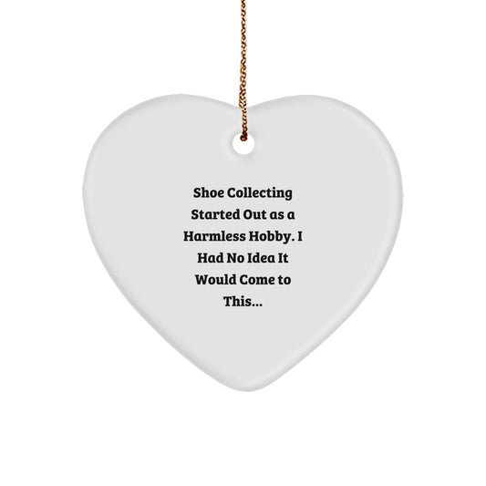 Funny Shoe Collecting Heart Ornament Gifts from Friends for Shoe Collecting Lovers - Heart Shaped White Christmas Unique Gifts - Image 1