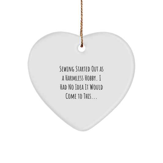 Funny Sewing Heart Ornament Gifts from Friends to Family - Sewing Lover's Christmas Unique Gift Ideas for Sewing Enthusiasts - Image 1