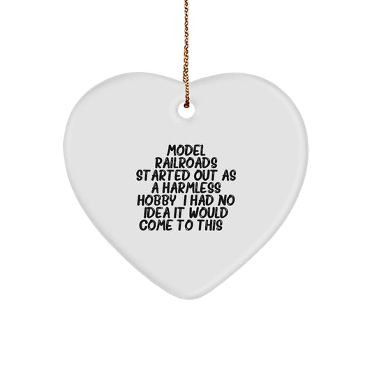 Funny Model Railroads Gifts for Model Railroads Enthusiasts Gifts from Family, Model Railroads Heart Ornament for Christmas Unique Gifts - Image 1
