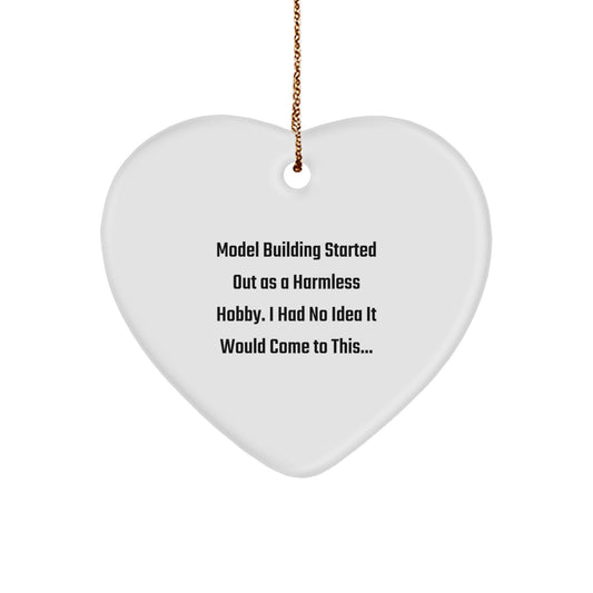 Funny Model Building Gifts from Friends - Heart Ornament for Christmas Unique Gifts, Model Building Enthusiasts, Model Building Heart Shaped Ornament, Model Building Hobbyists - Image 1