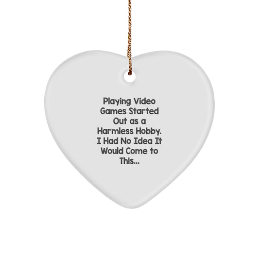 Funny Gaming Gifts for Friends, Heart Ornament Playing Video Games Quote, Christmas Unique Gifts from Friends to Family - Image 1