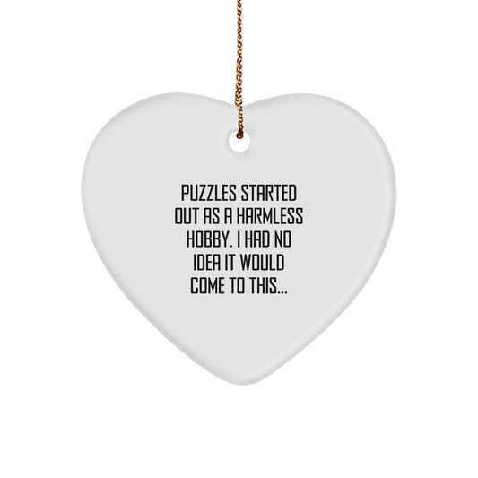 Funny Puzzles Enthusiast Gifts from Friends for Christmas Unique Heart Ornament - Image 1