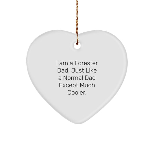 Funny Forester Dad Gifts, Heart Ornament, I Am A Forester Dad, Christmas Unique Gifts for Men, Women, Family - Image 1