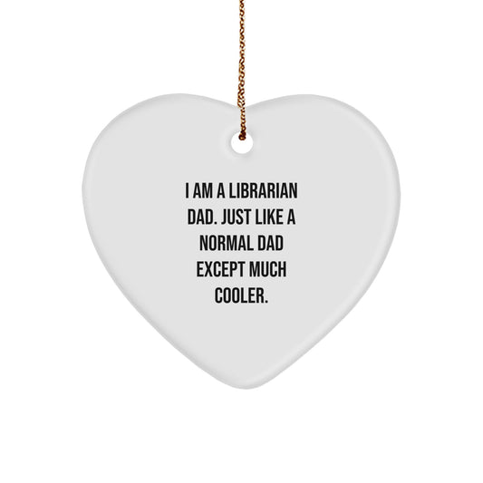 Gifts from Librarian Dads, Librarian Heart Ornament, Fun Christmas Unique Gifts for Librarians - Image 1